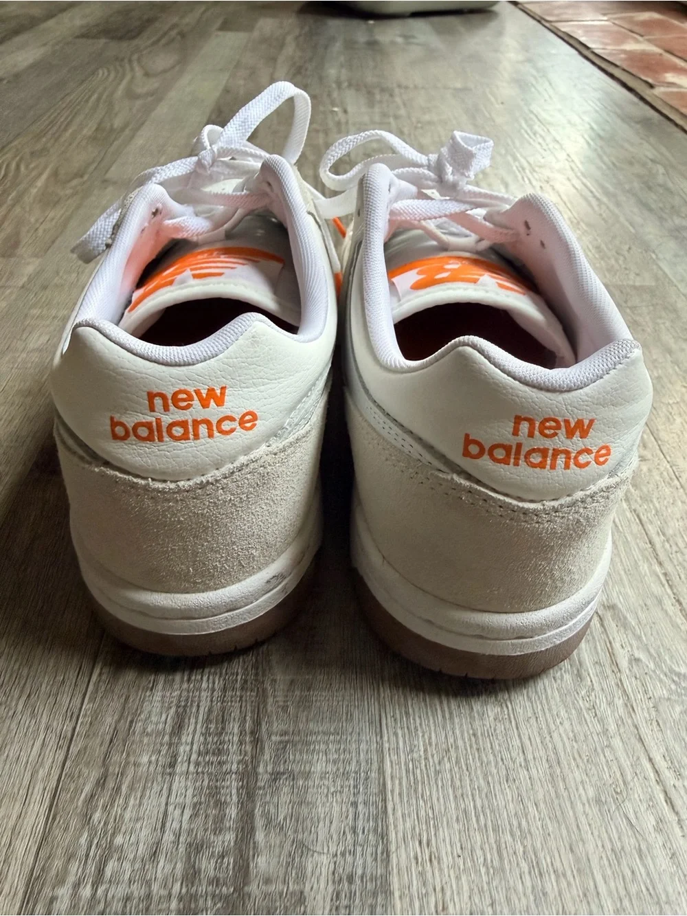 New Balance 480’s White, Beige & Orange Sneakers